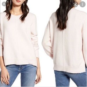Treasure & Bond Small Pink Sweater Step Slit Hem Soft Light Seamed Side Slits